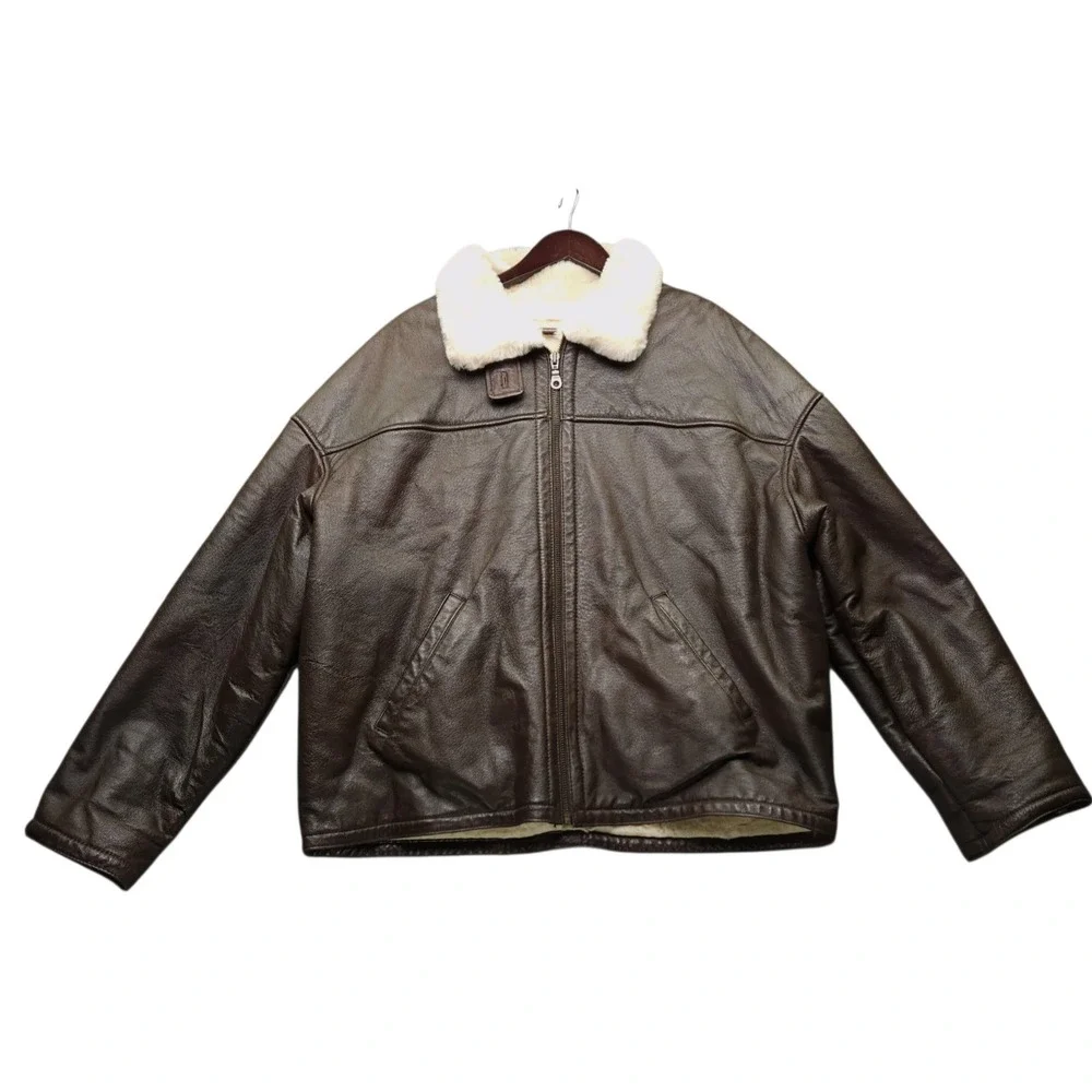 Wilsons Leather Men's B-3 Bomber Jacket Mens XL Brown Faux Fur Lined